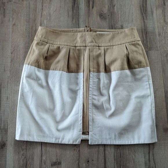 Anthropologie Leifsdottier Cotton & Leather skirt, SIze 8 - Picture 1 of 6